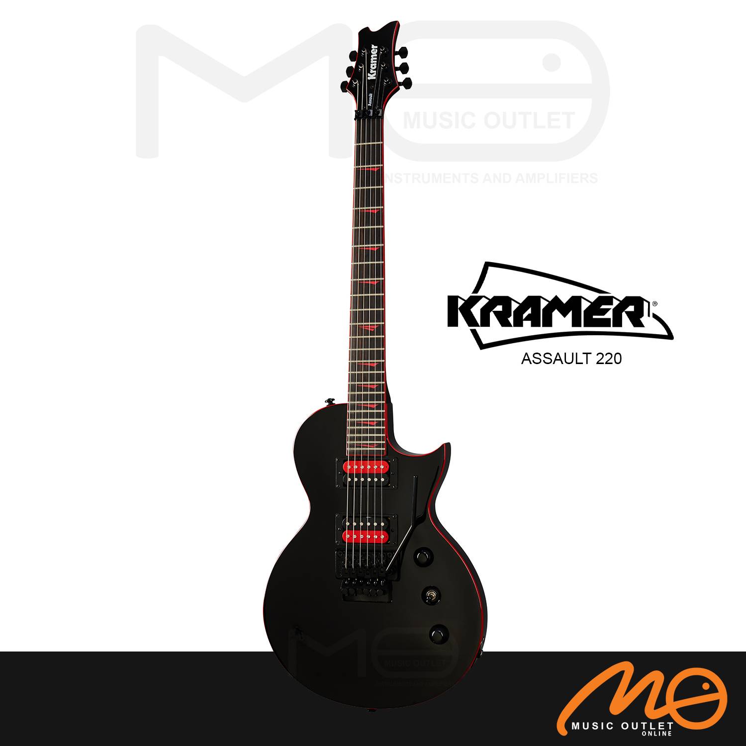 KRAMER ASSAULT 220 WITH FLOYD ROSE ELECTRIC GUITAR (BLACK WITH RED