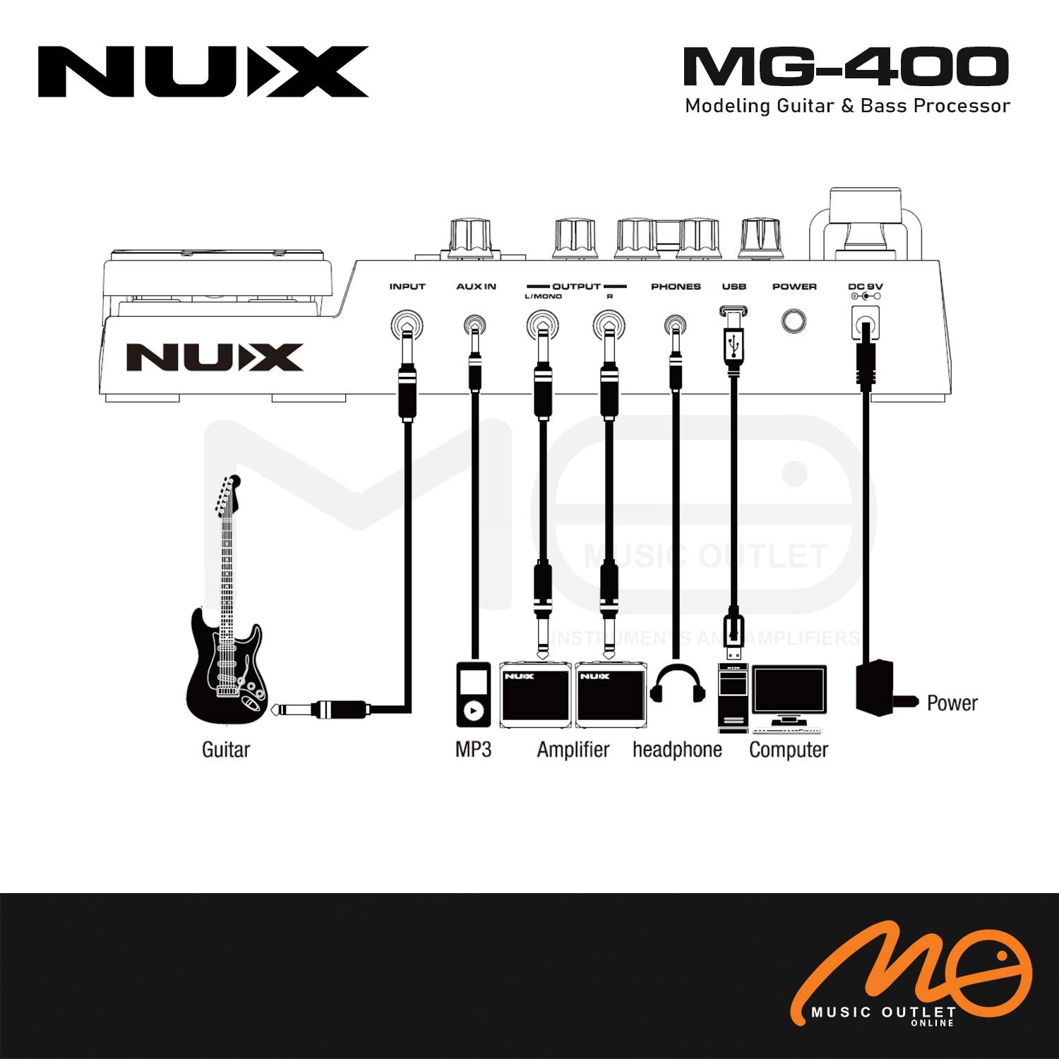 NUX MG400 MODELING GUITAR & BASS PROCESSOR MULTI EFFECTS PEDAL