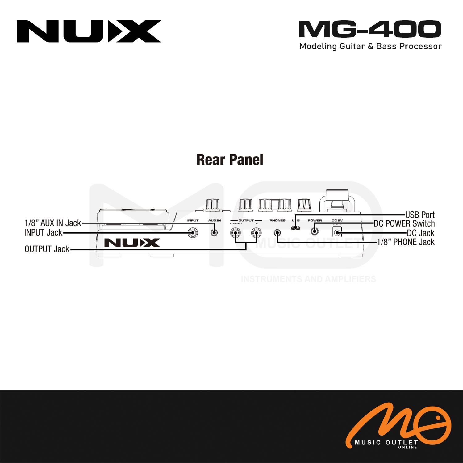 NUX MG400 MODELING GUITAR & BASS PROCESSOR MULTI EFFECTS PEDAL